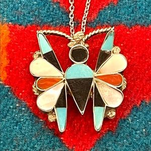 Sterling Diana Othole Zuni Butterfly Necklace